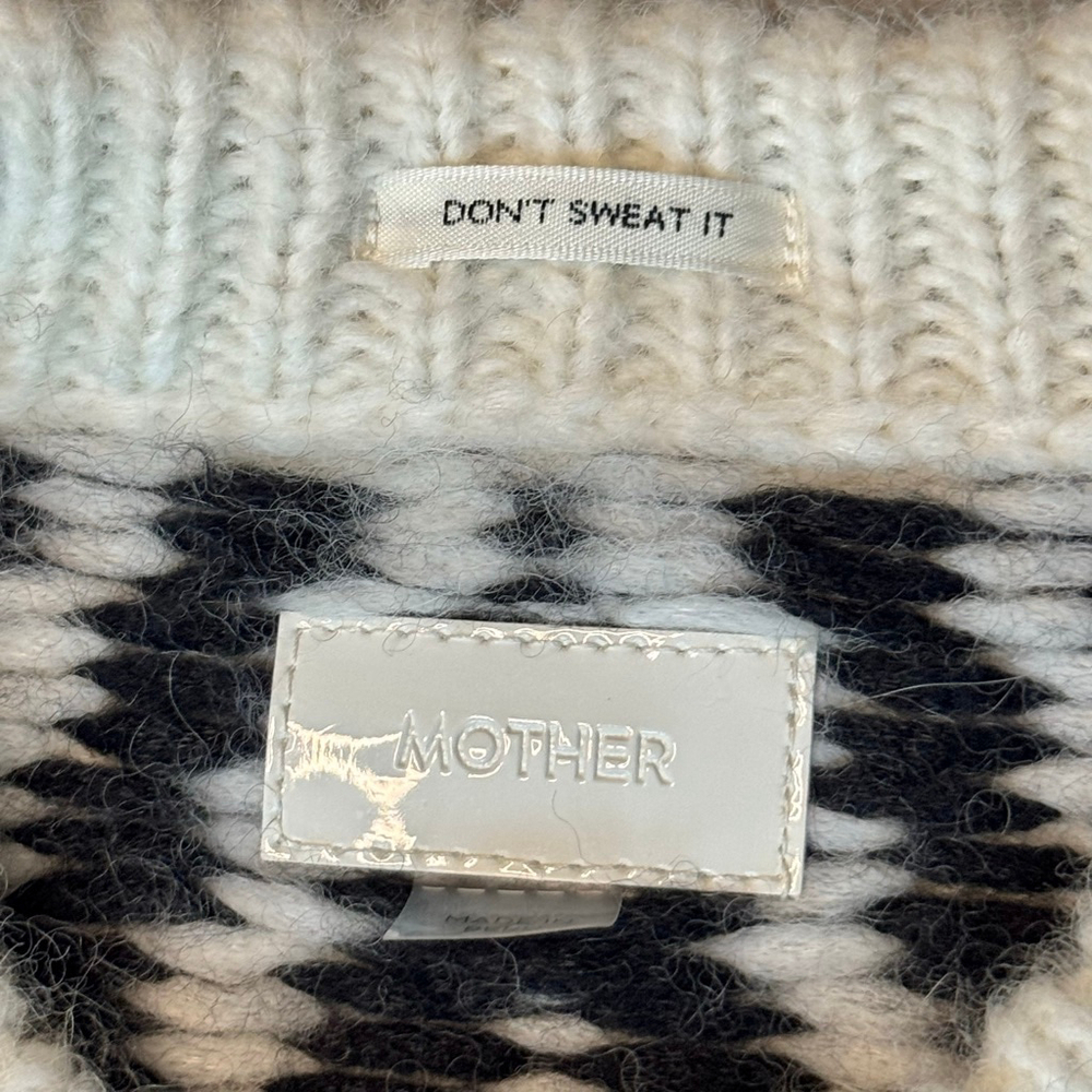 Mother The Itsy Crop Jumper Sweater Black White Alpaca S, NWOT - Picture 6 of 9